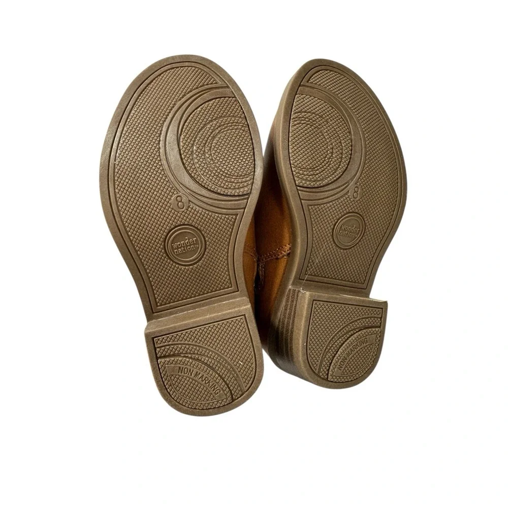 wonder nation toddler girls ankle boots brown zips‎ up the side size 8